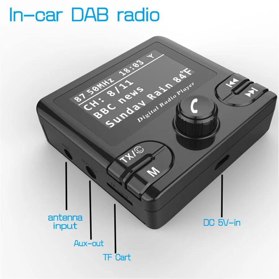 Автомобильный радиоприемник DAB + FM передатчик Громкая связь Bluetooth радио в