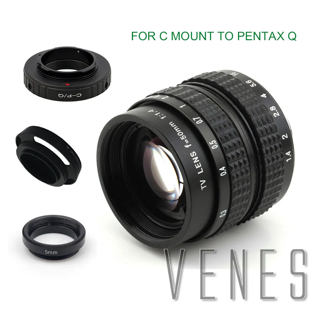Объектив Venes 50 мм f/1 4 CC TV F1.4 для Nikon 1 M4/3 Pentax Q Nex Fuji FX EOS M A6300A5100 A6000 A5000 A3000 OM-DE-M10 II |