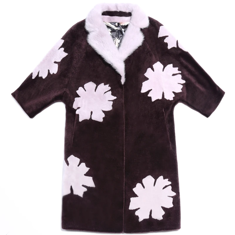 Настоящее пальто с мехом женские зимние стрижки овец густым теплая куртка