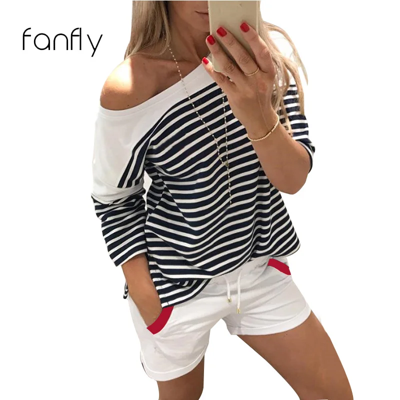 Женская Повседневная футболка в полоску с круглым вырезом топы длинными