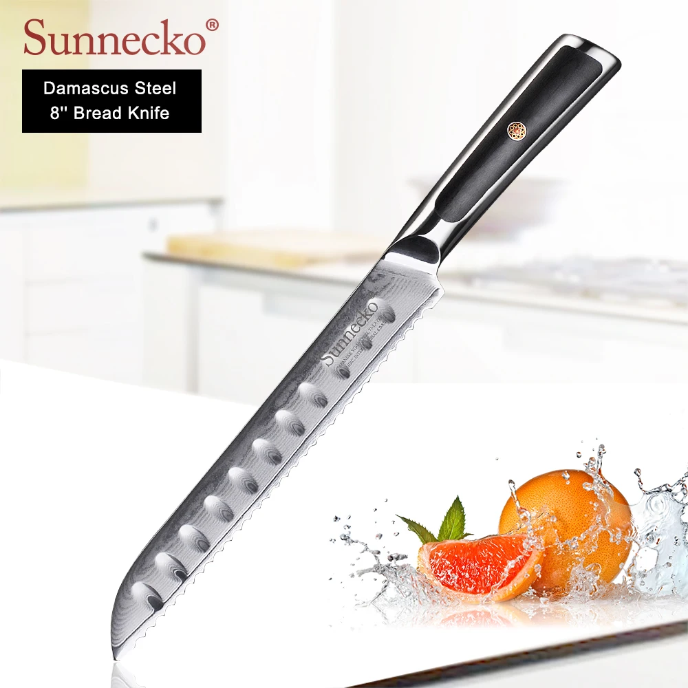 Высококачественный 8 дюймовый нож для хлеба SUNNECKO из дамасской стали японские