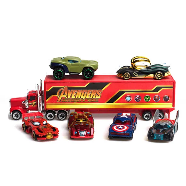 7pcs no box 1: 64 Мстители Железный человек, Халк, Локи, «Человек-паук»; Капитан Америка Batman Batmobile 7 шт. сплава автомобили набор модели грузовиков игрушки для детей - Цвет: 7pcs no box