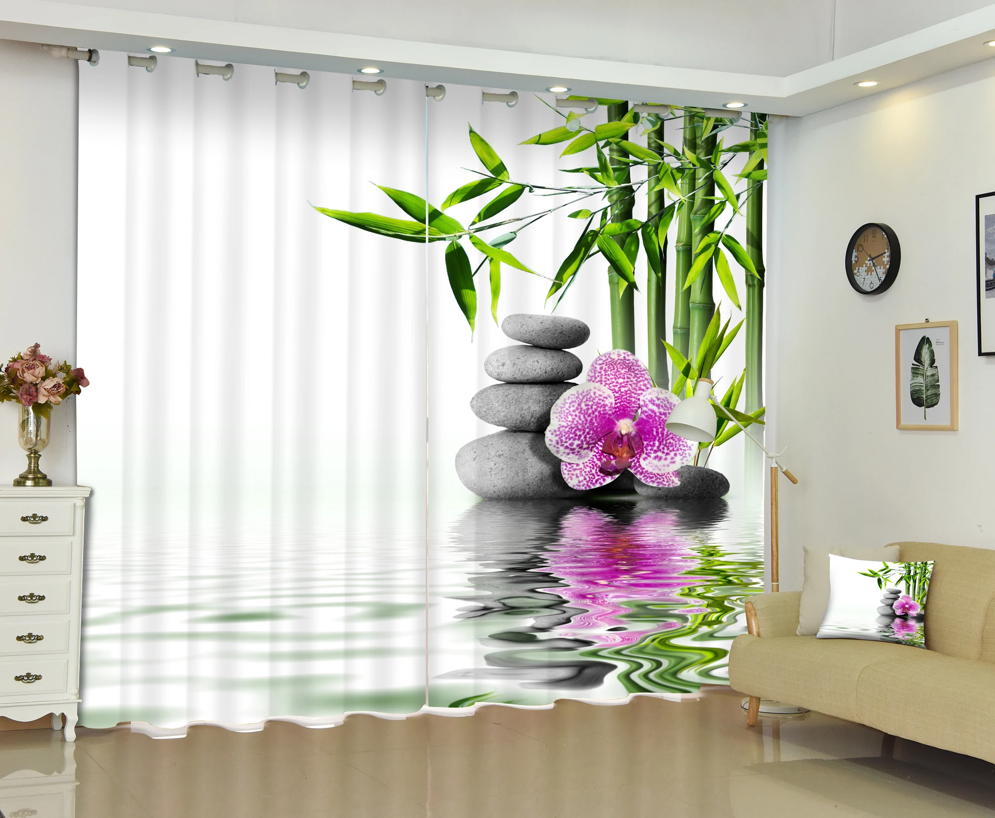 3D бамбуковая водная художественная завеса фото оконная занавеска Индивидуальный размер