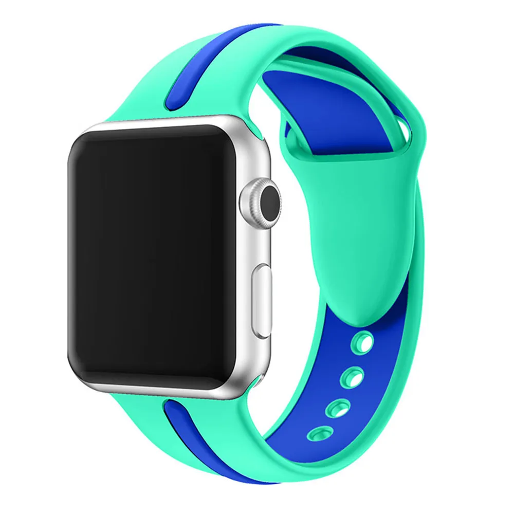 Ремешок спортивный для Apple Watch Series 1 2 3 M L сменный мягкий силиконовый браслет