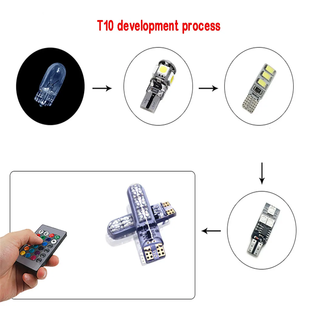 2 x T10 5050 силиконовый 6 SMD дистанционного Управление RGB светодиодный автомобильный