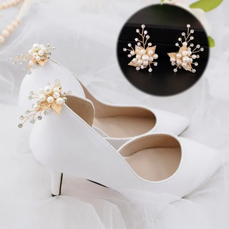 1 шт. зажим для обуви из золотого листа свадебные туфли сплава украшение на