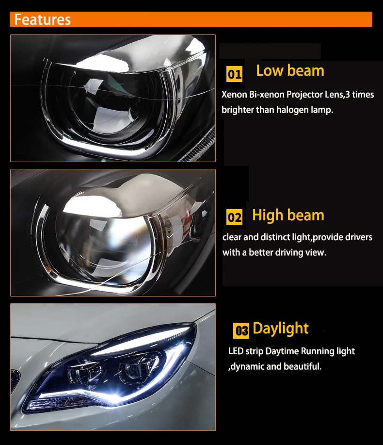 Автомобильный Стильный чехол на голову для Buick Verano/Regal Opel Insignia светодиодный фонарь DRL двойной луч биксеноновый проектор