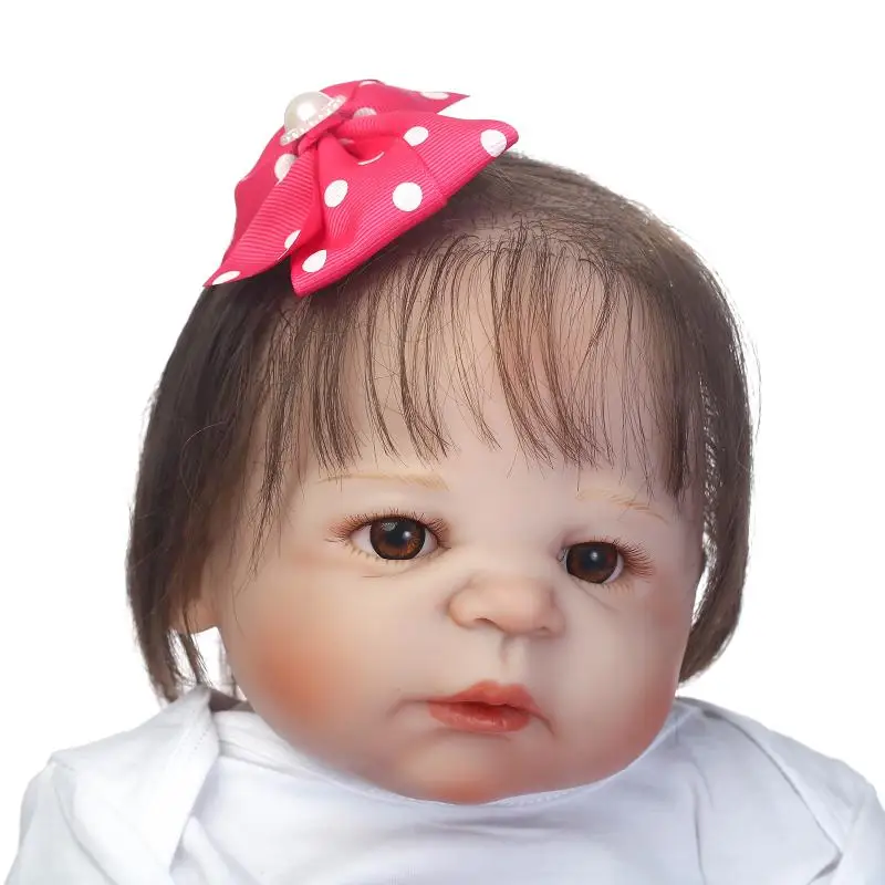 55cm Full Silicone Real Newborn Princess Toddler Babies Girls Dolls Reborn Baby Doll With Minnie Dress Like Bathe Toy for Gifts | Игрушки и