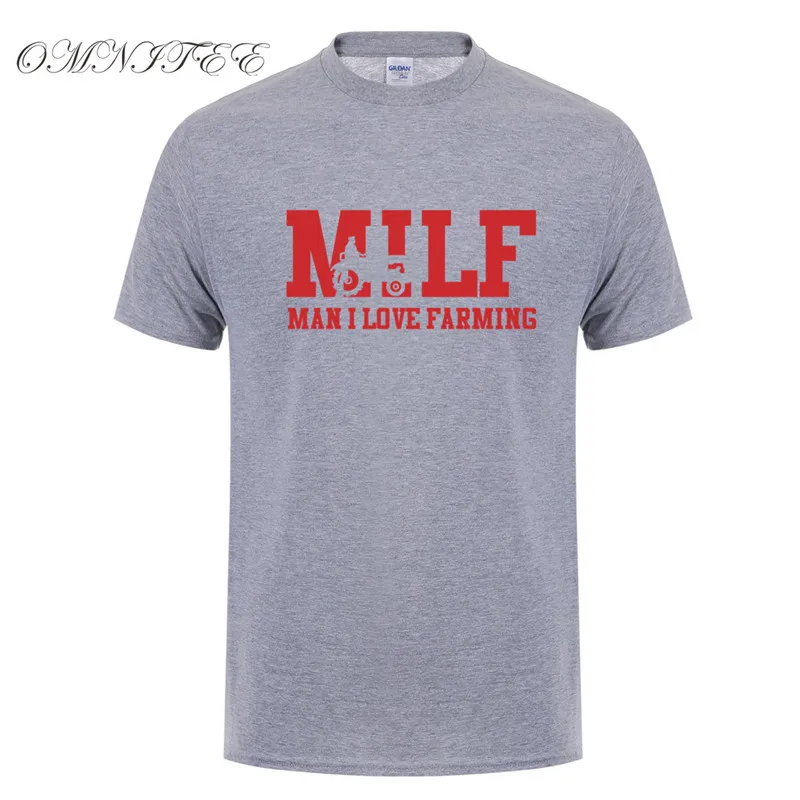 as picture Omnitee MILF Man I Love Farming Футболка мужская повседневная хлопковая футболка с коротким рукавом забавная Мужская футболка фермер OT-975 - Цвет: as picture