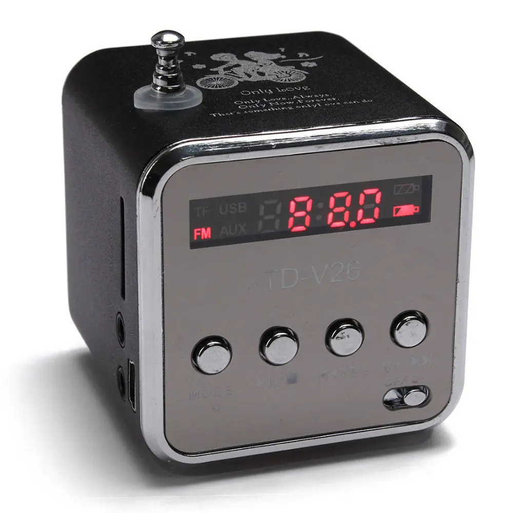 TD-V26 Portable Mini Speakers USB MP3 Audio Music Playing FM Radio Micro SD With Digital LCD Display Speaker Hot Sale | Электроника
