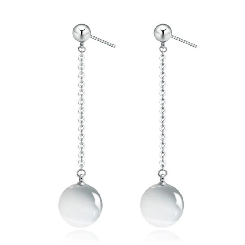 KOFSAC New Charm Ladies Long Earring Fashion Cat Eye Stones 925 Sterling Silver Stud Earrings For Women Jewelry Girl Best Gifts | Украшения