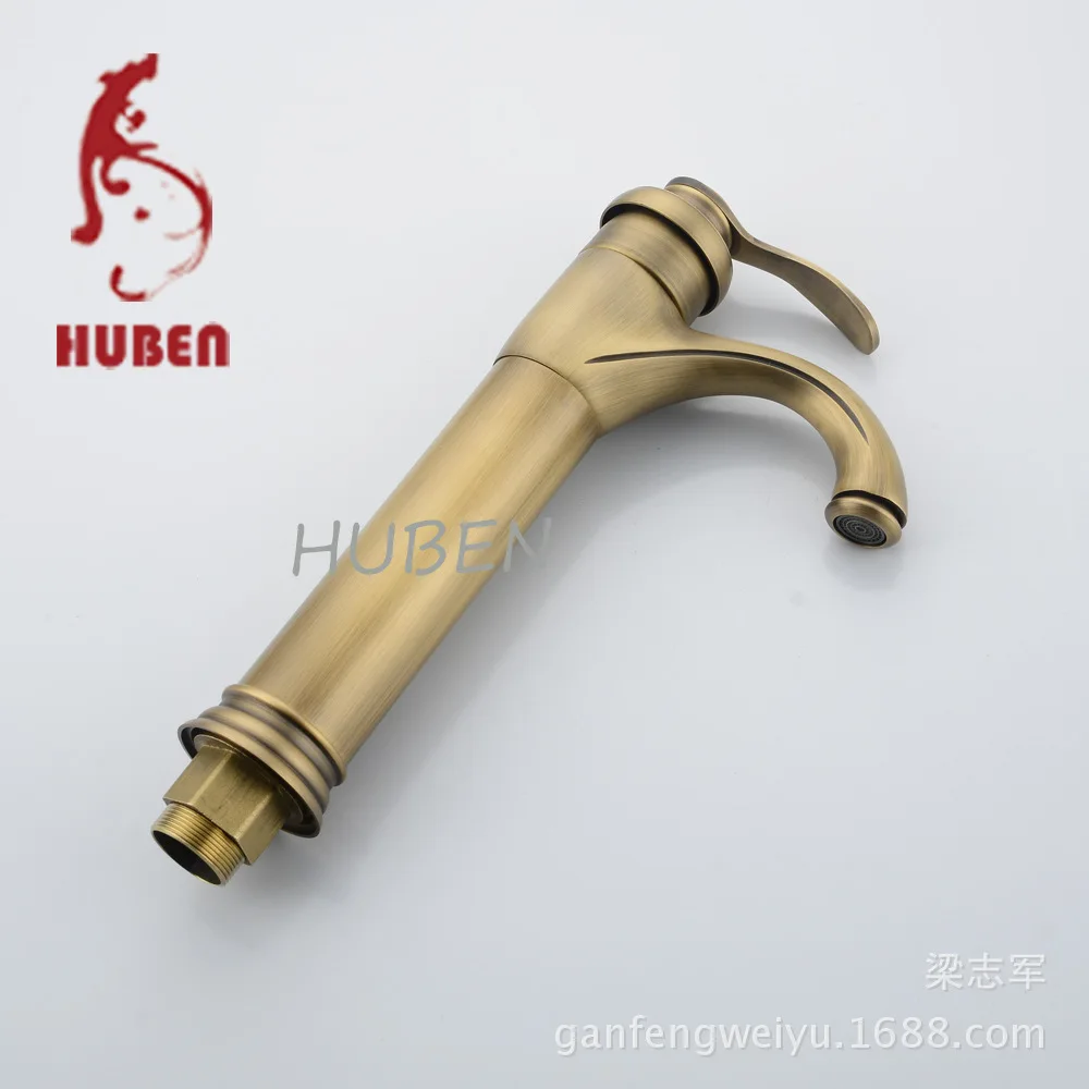 

Tiger Ben basin faucet hot and cold taps all copper antique European heightening retro sink faucet faucet hole on stage