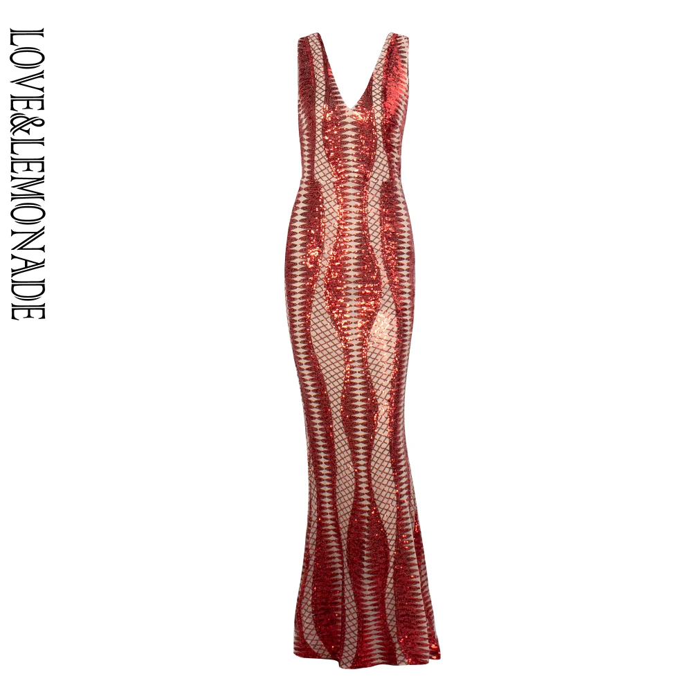 LOVE &amp LEMONADE сексуальные красные с глубоким v-образным вырезом геометрические