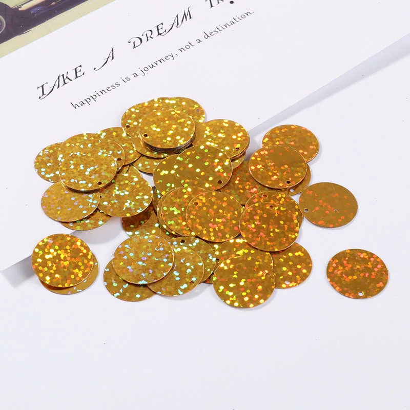 20 мм посеребренные цветные лазерные ПВХ блёстки с боковыми отверстиями для