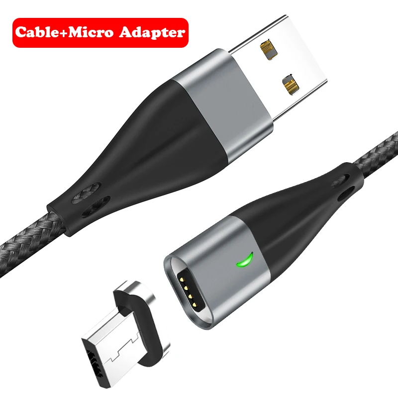 Grey Cable-Micro USB Быстрая зарядка 3,0 3A Магнитный кабель 1 м/2 м магнитное зарядное устройство Micro usb type C кабель передачи данных для быстрой зарядки поддержка передачи данных - Цвет: Grey Cable-Micro USB