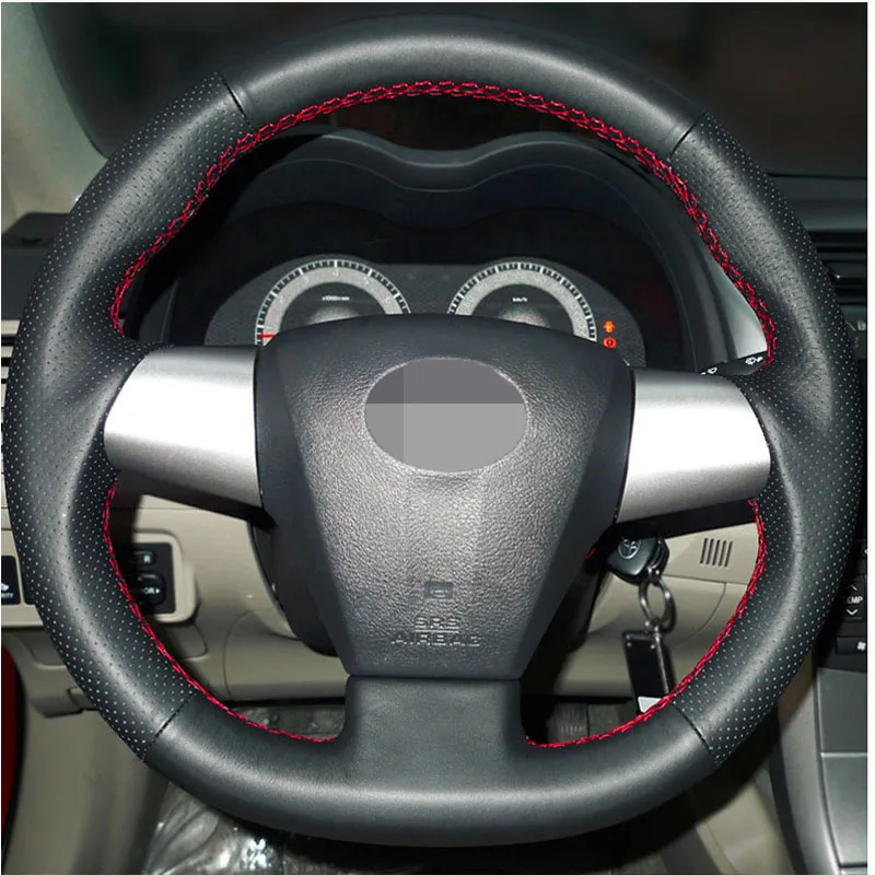 Чехол на руль для Toyota COROLLA 2011 RAV4 2012 натуральная кожа Сделай Сам сшитый вручную автомобиль-Стайлинг черные кожаные чехлы