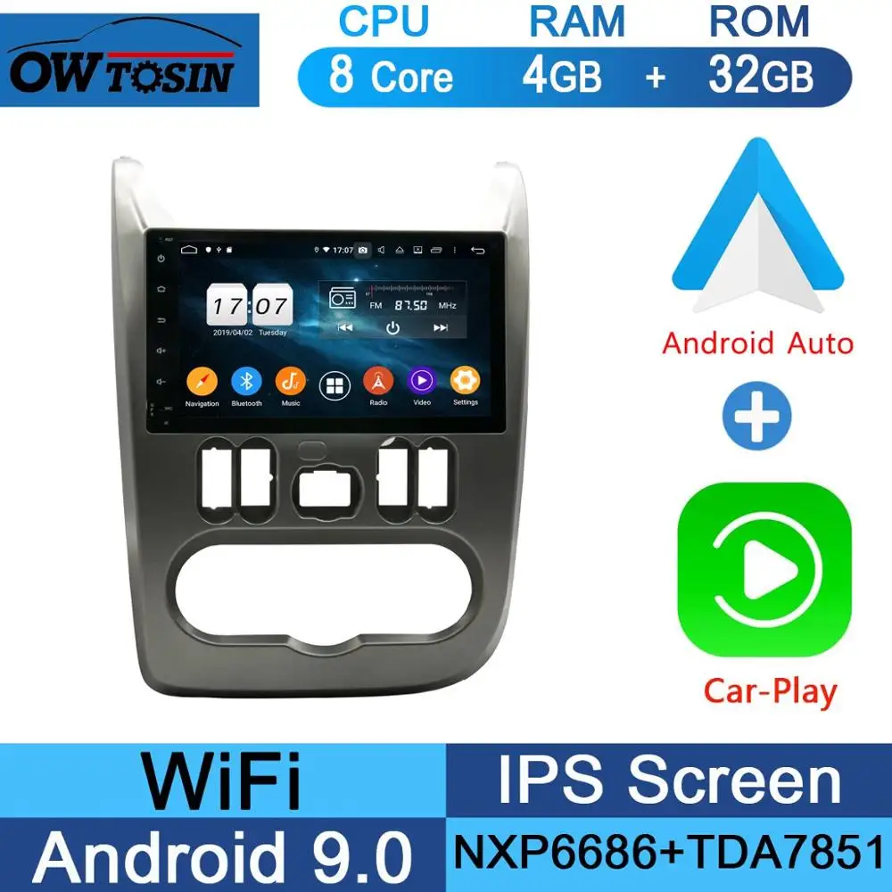 32G CarPlay Android " Восьмиядерный Android 9,0 4G+ 64G Автомобильный dvd-плеер для Renault Logan Sandero Duster DACIA Logan Sandero автомобильный Радио gps Navi Parrot BT - Цвет: 32G CarPlay Android