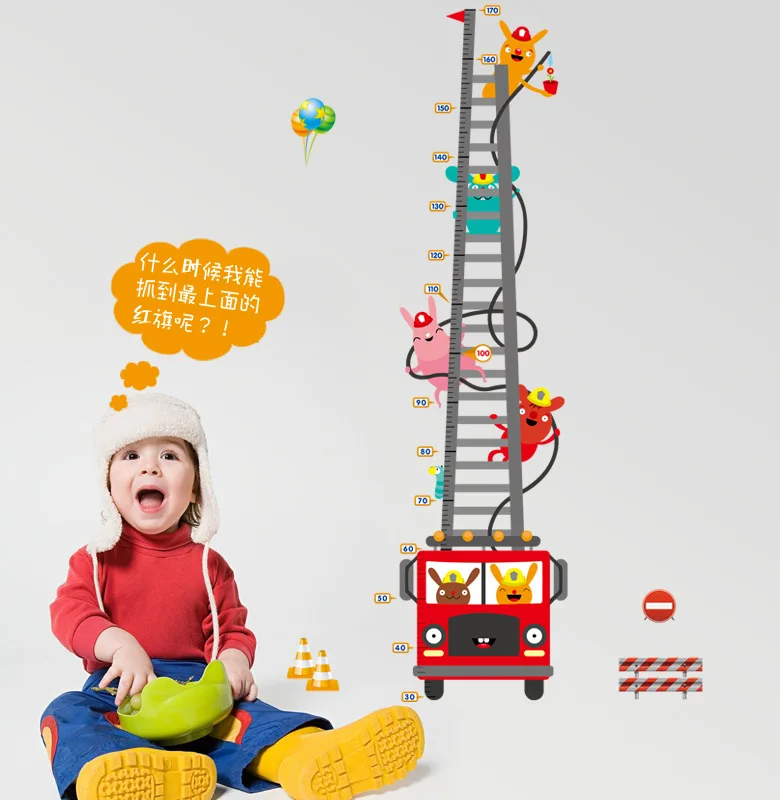 Пожарная машина летательная лестница измерение высоты Настенная Наклейка