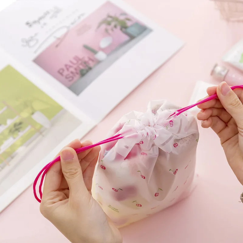 

New Transparent Waterproof Drawstring Bags Wash Pouch Cartoon Travel Luggage Bags Clothes Storage Shoe Organizer Cosmetic Pocket