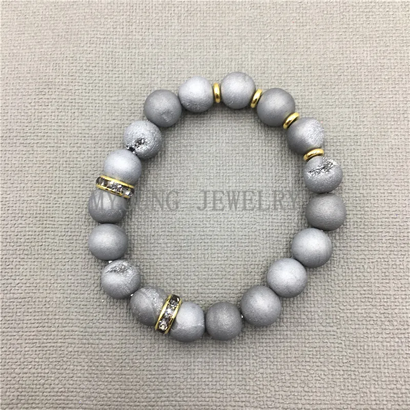 

MY0540 Boho JEWELRY Gray Agates Druzy Geode Beads Bracelets pulseira feminina