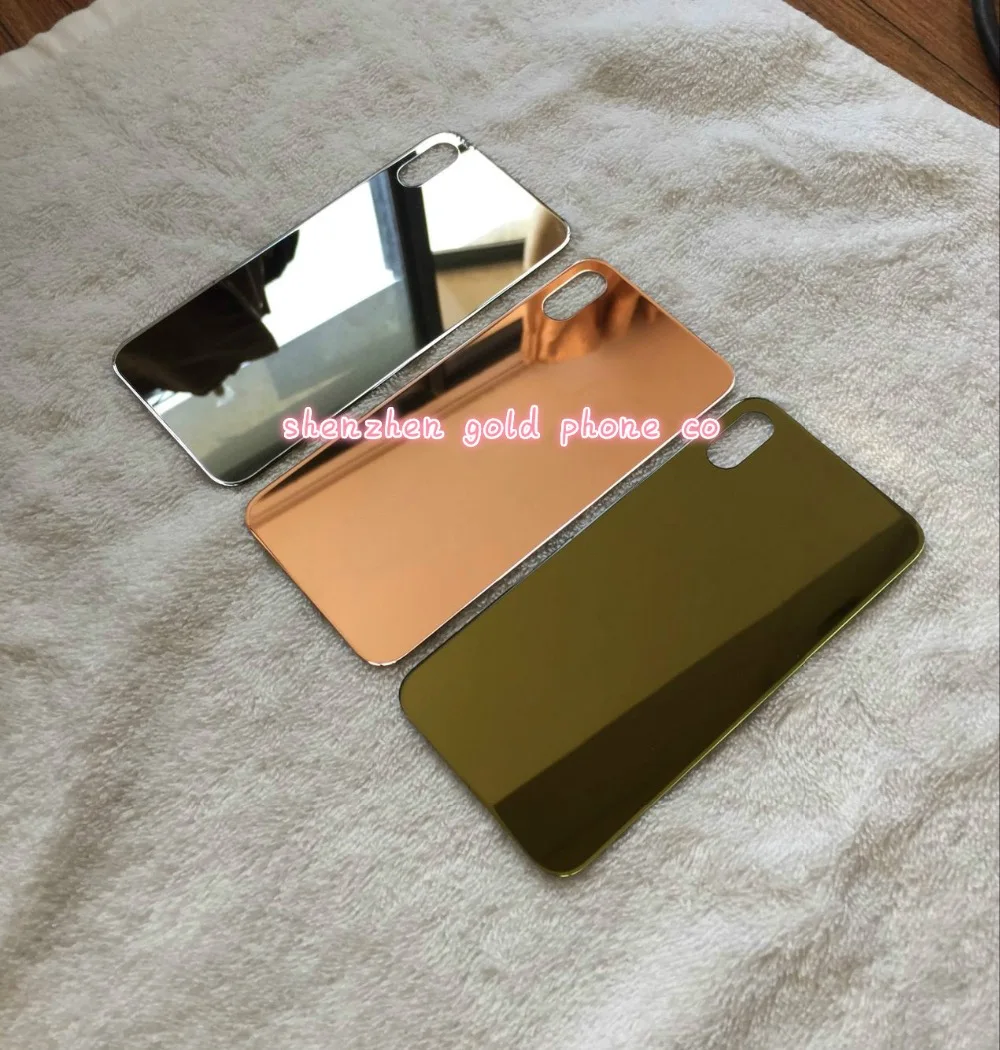 Чехол для iPhone x, крышка для батареи, задняя крышка, стекло, корпус, замена задней панели, 24ct, золото, розовое золото, с клейкой наклейкой