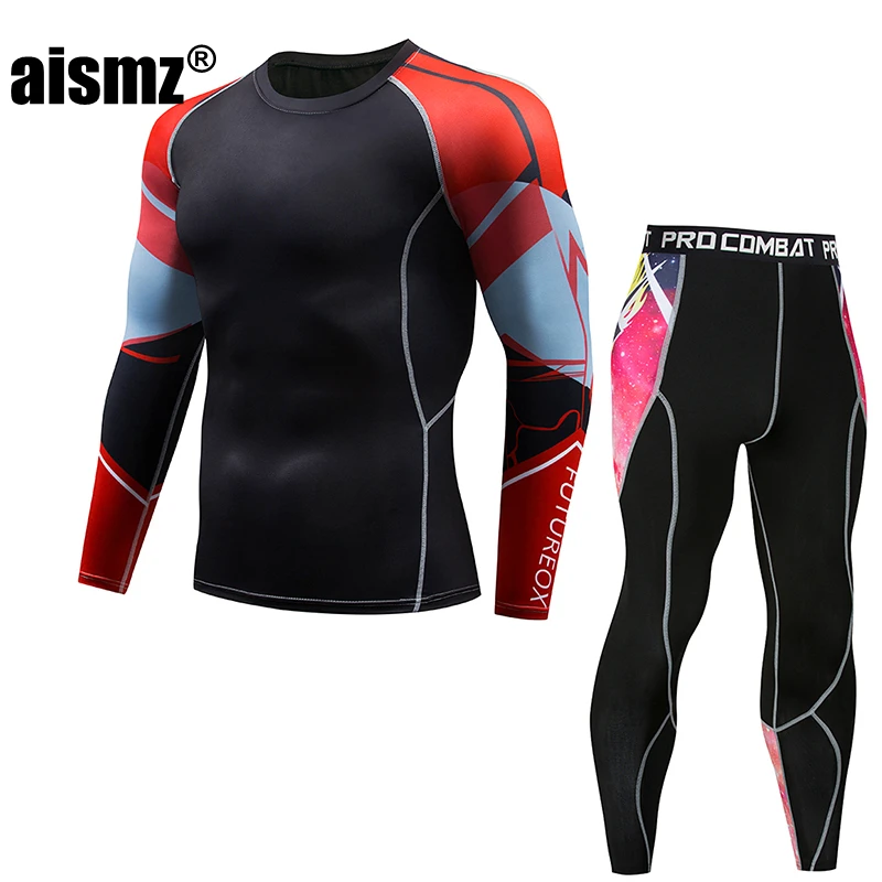 Aismz Thermal Underwear Men Thermo Clothes Long Johns Thermal Tights Winter Compression Underwear Quick Dry pantalon termico - Цвет: AZ2012H