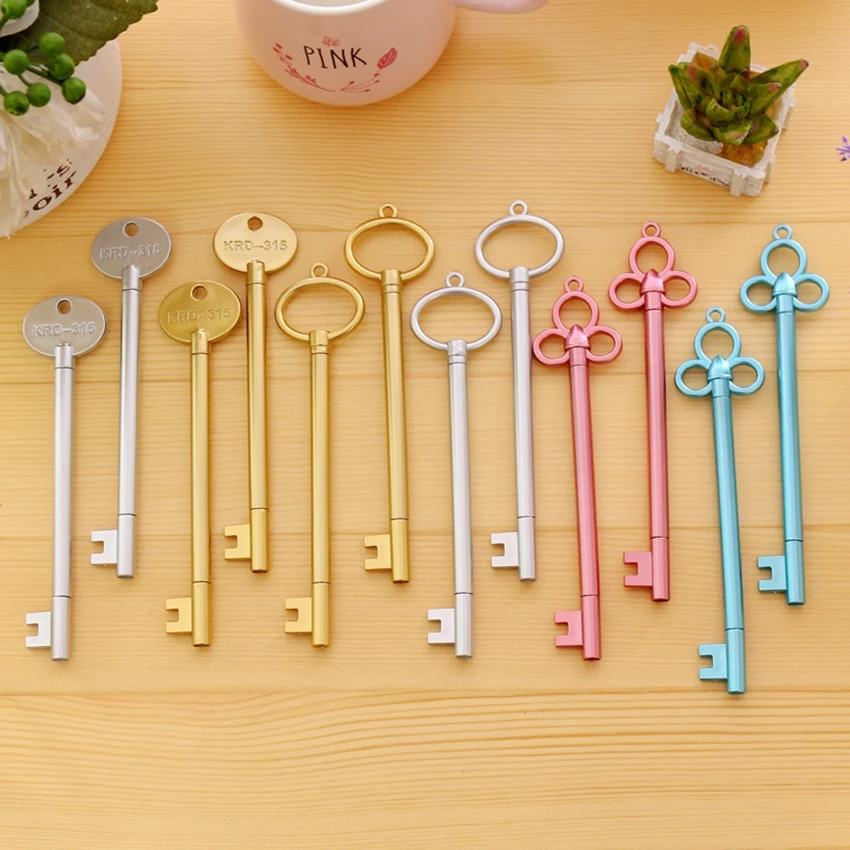 

Retro Key Neutral Pen Student Cartoon Cute Signing Writing Pen Creative Plastic Fountain Pens Wholesale Office Stationery