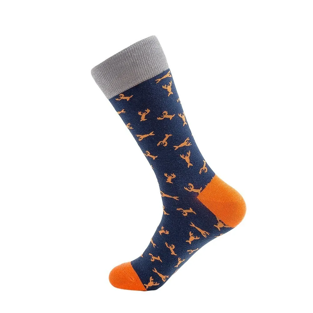 PEONFLY 2019 Hot Sale Casual Men Socks New Fashion Design Plaid Colorful Happy Business Party Dress Cotton | Мужская одежда