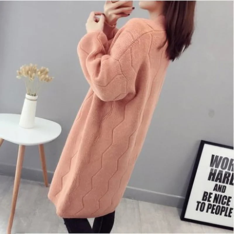 Knit Cardigan Sweater coat Women 2018 New Autumn winter Thick Warm Cashmere Loose large size Female Long LF699 |