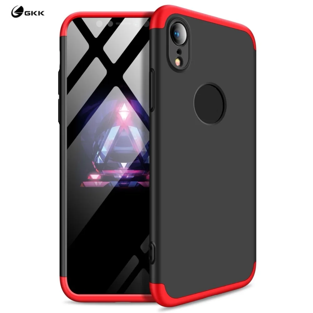 GKK противоударный 360 полная защита 3 в 1 Hard-PC Mobile Phone Чехол на заднюю панель для iPhone XR