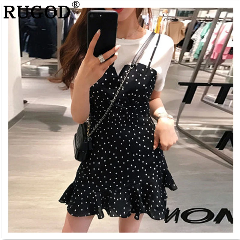 RUGOD женское платье на бретельках многослойное футболка в стиле пэчворк свободное