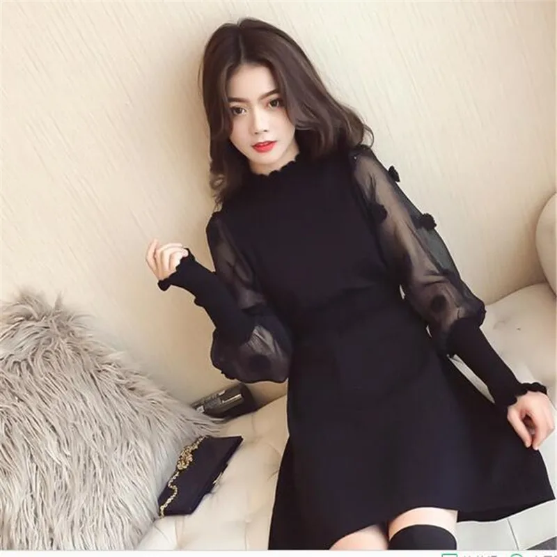 Женское черное кружевное платье с цветочным принтом весна 2018|vestido a|vestidos fvestidos fashion