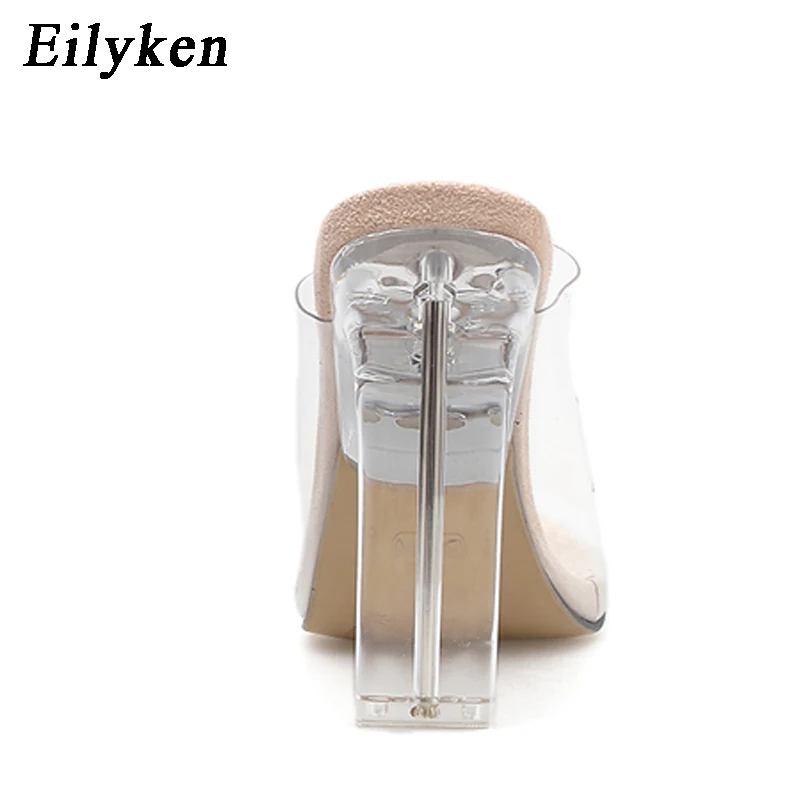 Eilyken/Новинка; женские тапочки; прозрачные пикантные Прозрачные Высокие каблуки из пвх; летние сандалии-шлепанцы; туфли-лодочки; Каблук 11 см; цвет черный, абрикосовый