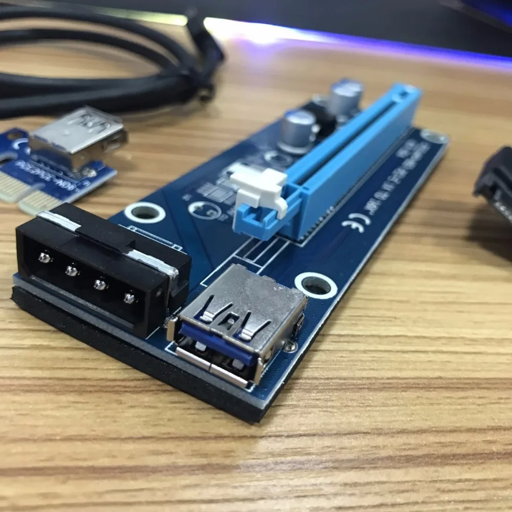 PCI-E PCIe PCI Express 1x to 16x Riser USB 3.0 Extender Cable with Sata 4Pin IDE Molex Power Supply for BTC Miner RIG |