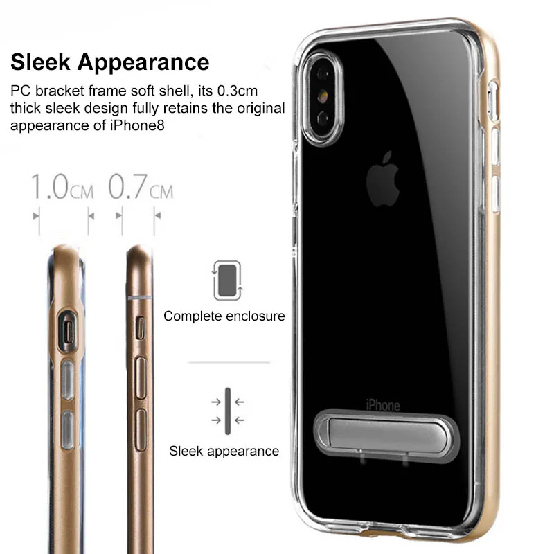 Новый прозрачный кронштейн combo чехол для телефона iphonex xs xr xsmax 8 7 6/6s плюс Чехол