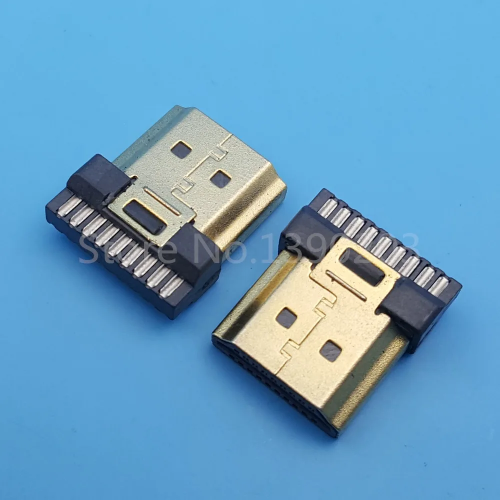 50 шт. HDMI Штекерная позолоченная пластина 19Pin Штекерный провод для припоя DIY