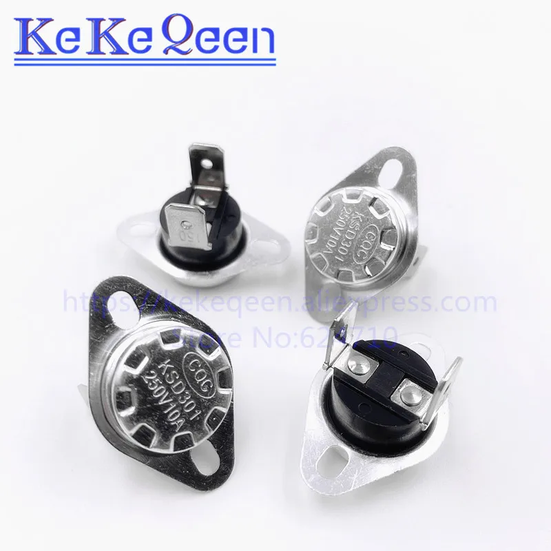 KSD301 250V 10A/16A 40 45 50 55 60 65 70 75 80 85 90 95~ 130 градусов Цельсия угол 90 футов нормально закрытый Термальность Управление переключатель