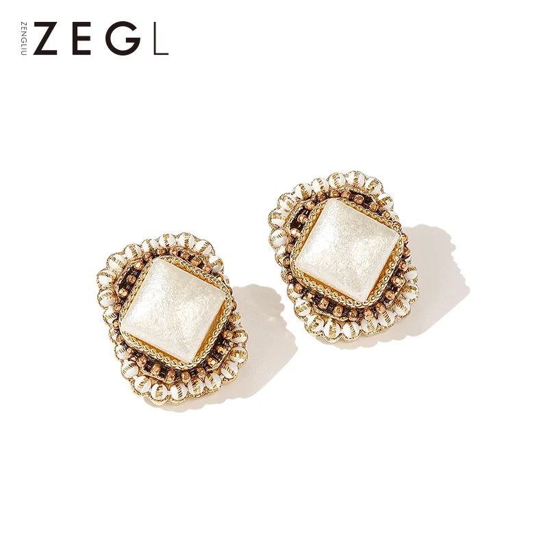 ZEGL Baroque temperament high-end earrings net red French retro big female national antique | Украшения и аксессуары