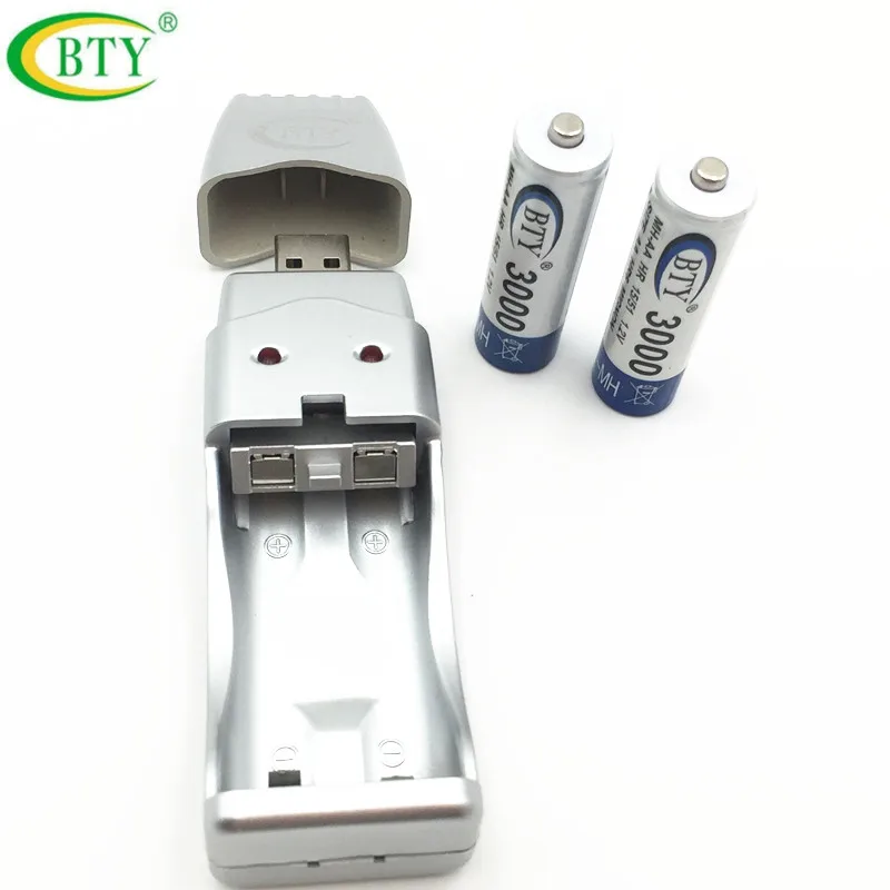 Горячая Распродажа 2 шт. AA 3000 1 В Ni MH BTY аккумуляторная батарея + AAA USB зарядное