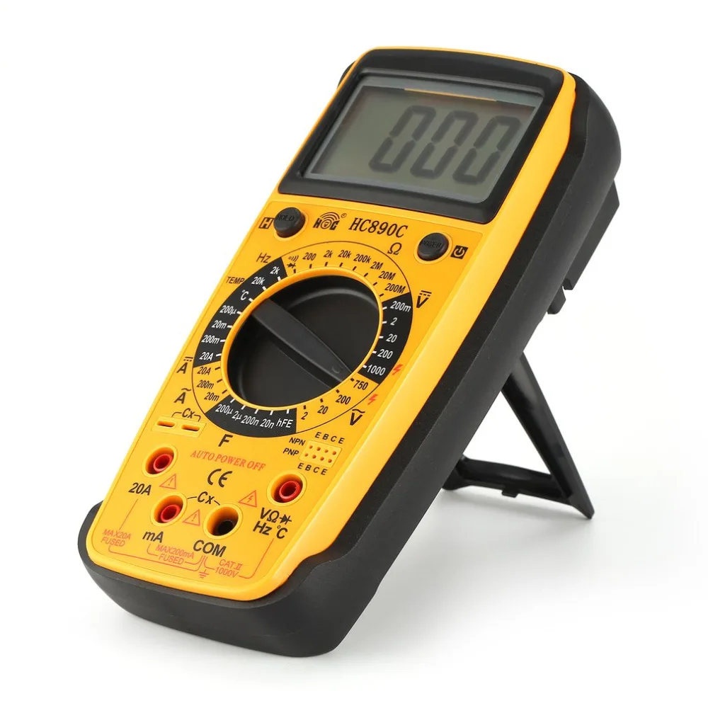 HC890C цифровой ручной мультиметр AC/DC Вольт Ампер Ом Емкость температура диод hFE