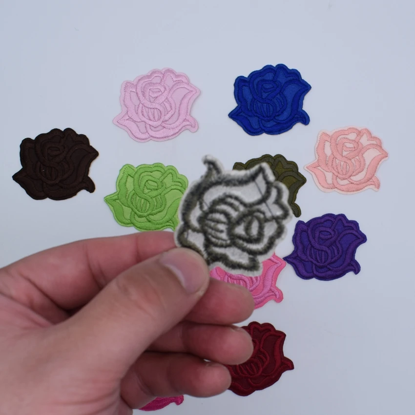 10 шт Красочные смешанные нашивки в виде цветков розы для одежды утюжок на патчи