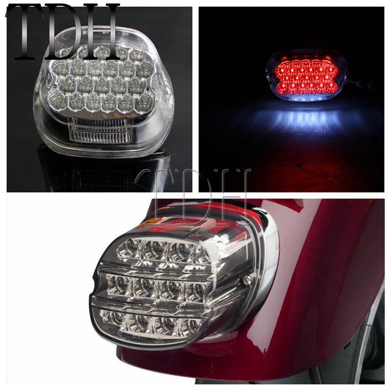 

Motorcycle Layback LED Tail Light 22 Ultra Bright Red LEDS + 4 White LEDs License Plate Lamp For Harley Dyan Softail Sportster