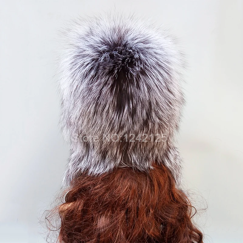 New Winter Russia Women girl Female real silver fox fur hat pompom warm outdoor genuine ear Earmuff hats caps | Детская одежда и