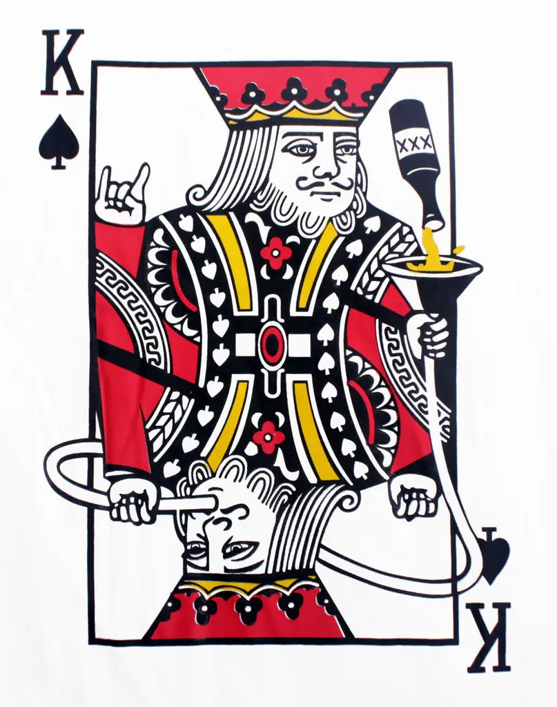 

Лидер продаж 2019, новая мужская футболка с надписью «King Spades» для вечевечерние, забавная Новинка с надписью Love и алкоголем, Мужская футболка Б...