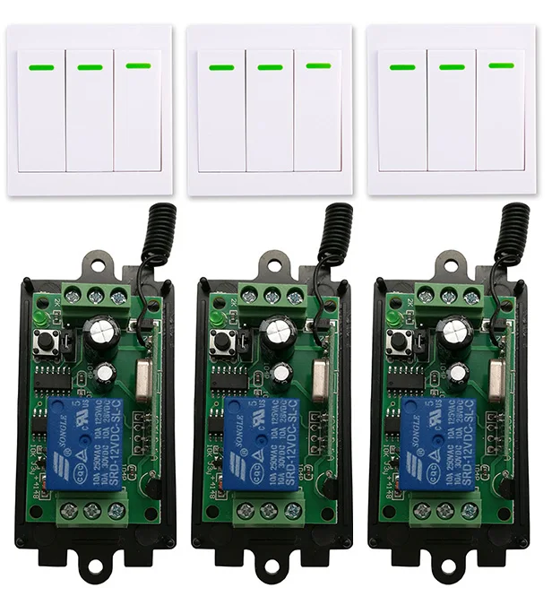 DC 9V 12V 24V 1 CH 1CH RF беспроводной ресивер + 3CH 86 передатчик настенной панели, 315/433.92 MHZ жалюзи