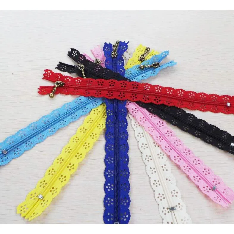 Высококачественная нейлоновая молния бесшумная многоцветная кружевная