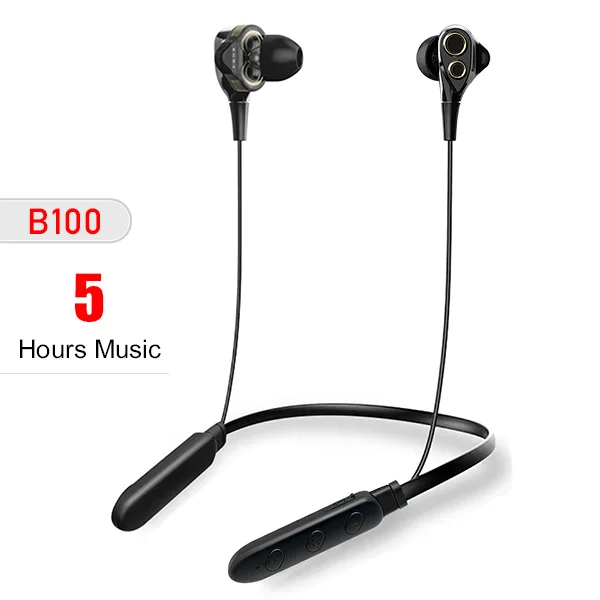 B100-Black-5h FBYEG B800 bluetooth-гарнитура, беспроводные наушники, спортивные наушники с защитой от пота, стерео Бас-вкладыши с микрофоном для сна ASMR - Цвет: B100-Black-5h