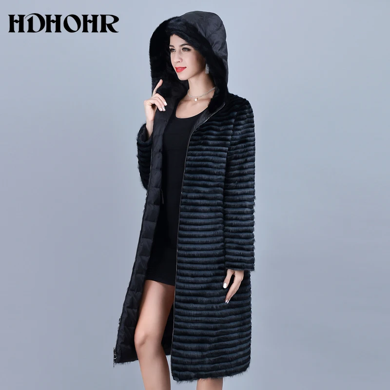 HDHOHR 2020 высококачественное натуральное меховое пальто женские натуральные
