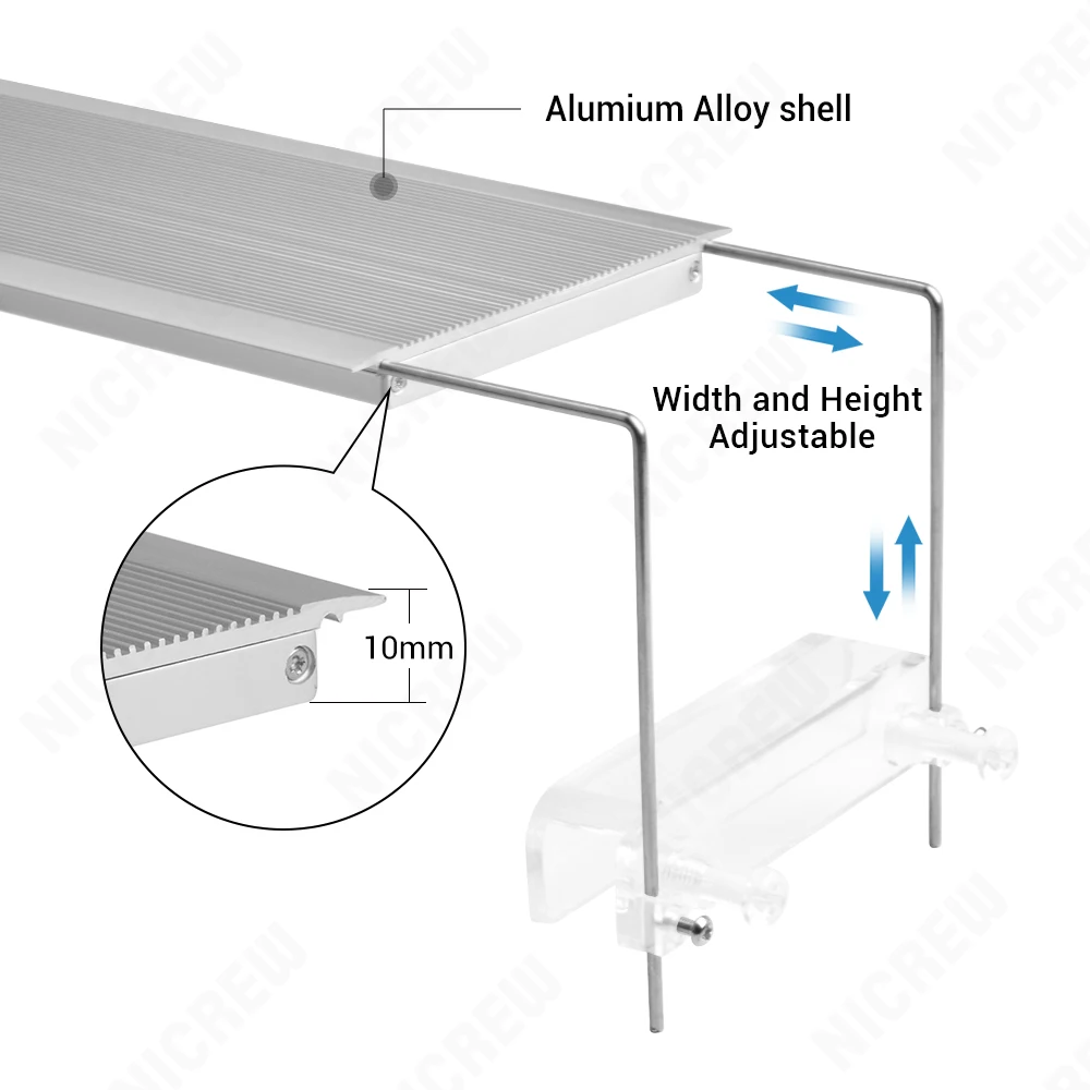Nicrew Chihiros RGB аквариумная светодиодная лампа полного спектра освещения для акватических растений, регулируемая яркость, подходит для аквариума от 30 см до 80 см.