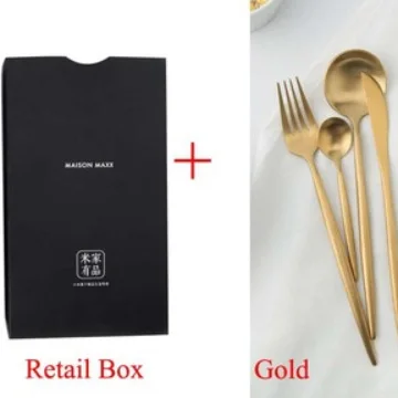 Gold with Box Xiaomi Maision Maxx набор ножей из нержавеющей стали, ложка, вилка, чайная ложка, 4 комплекта посуды, 3 Цвета для умного дома - Цвет: Gold with Box